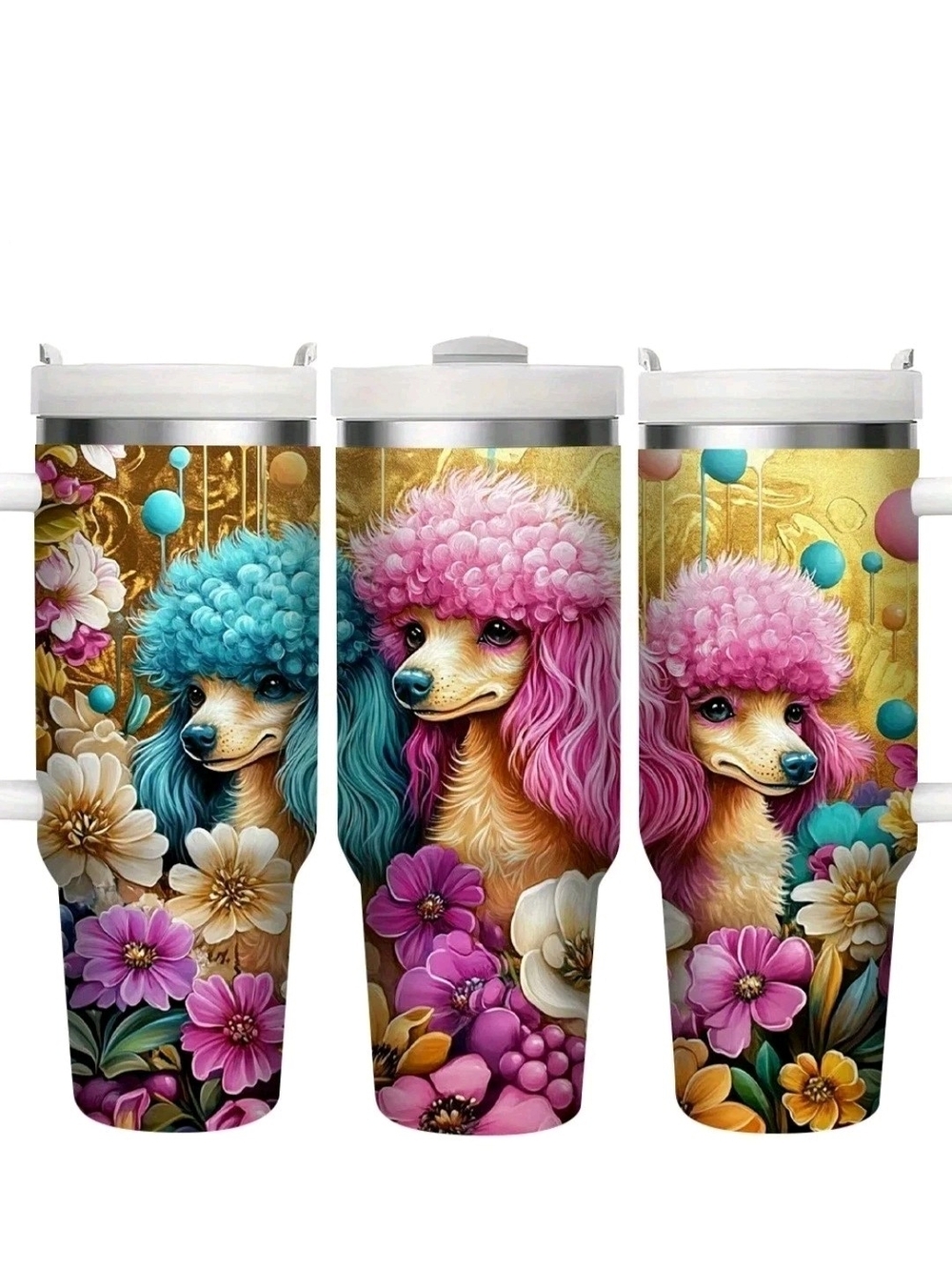 Beautiful & Colorful (Poodle Party) Stainless Steel Insulated Tumbler 40oz.